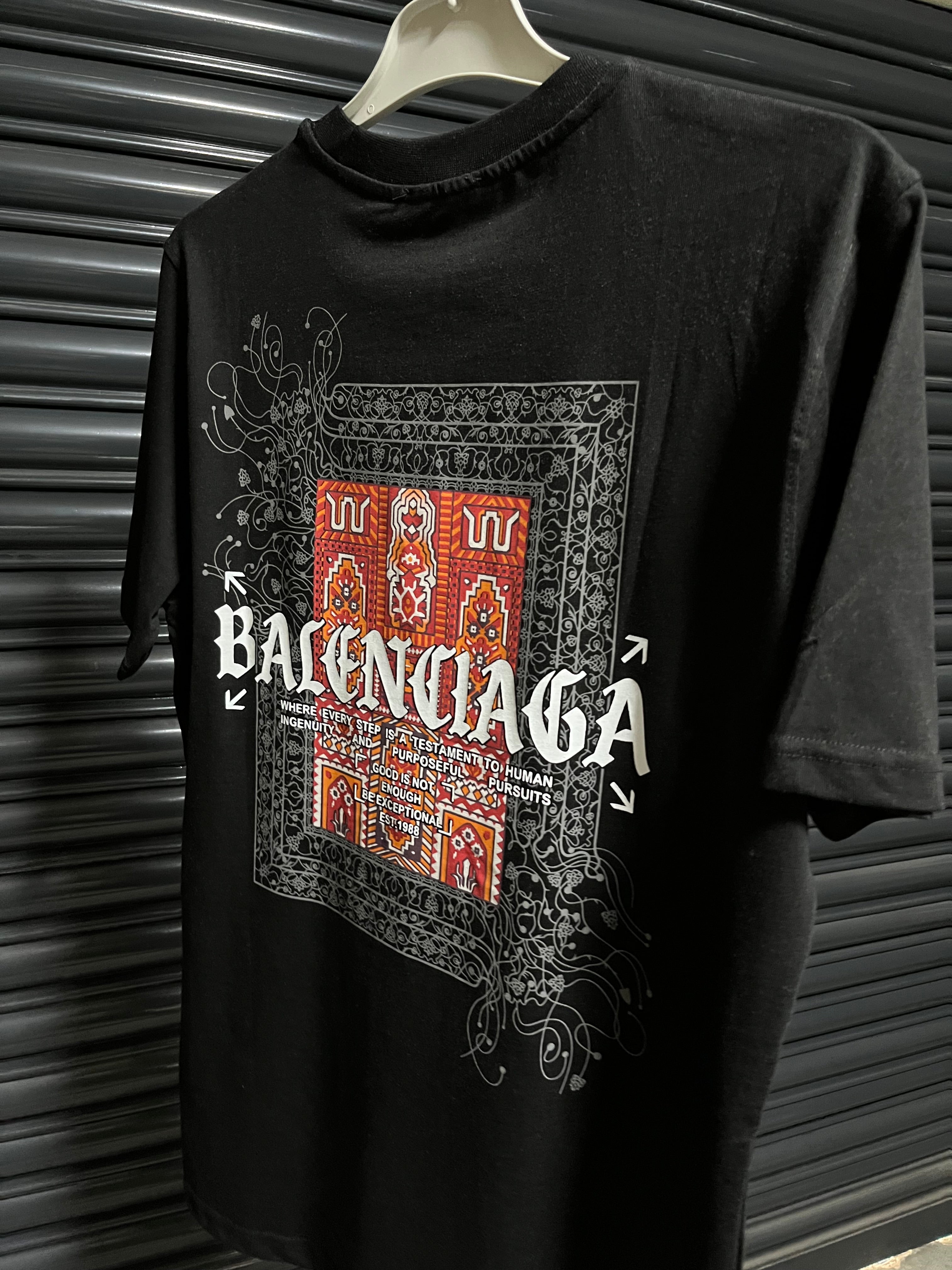 Balenciaga halı desenli t-shirt siyah