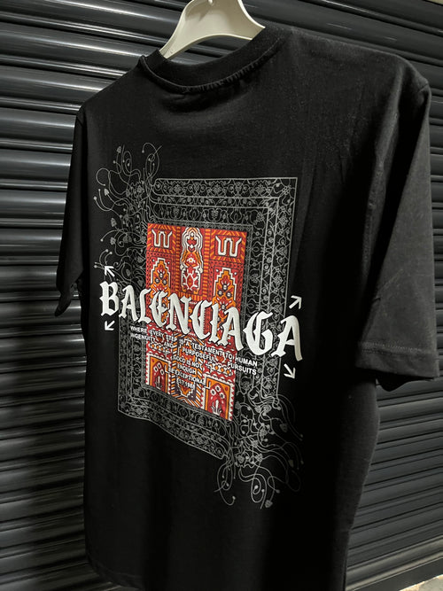 Balenciaga halı desenli t-shirt siyah