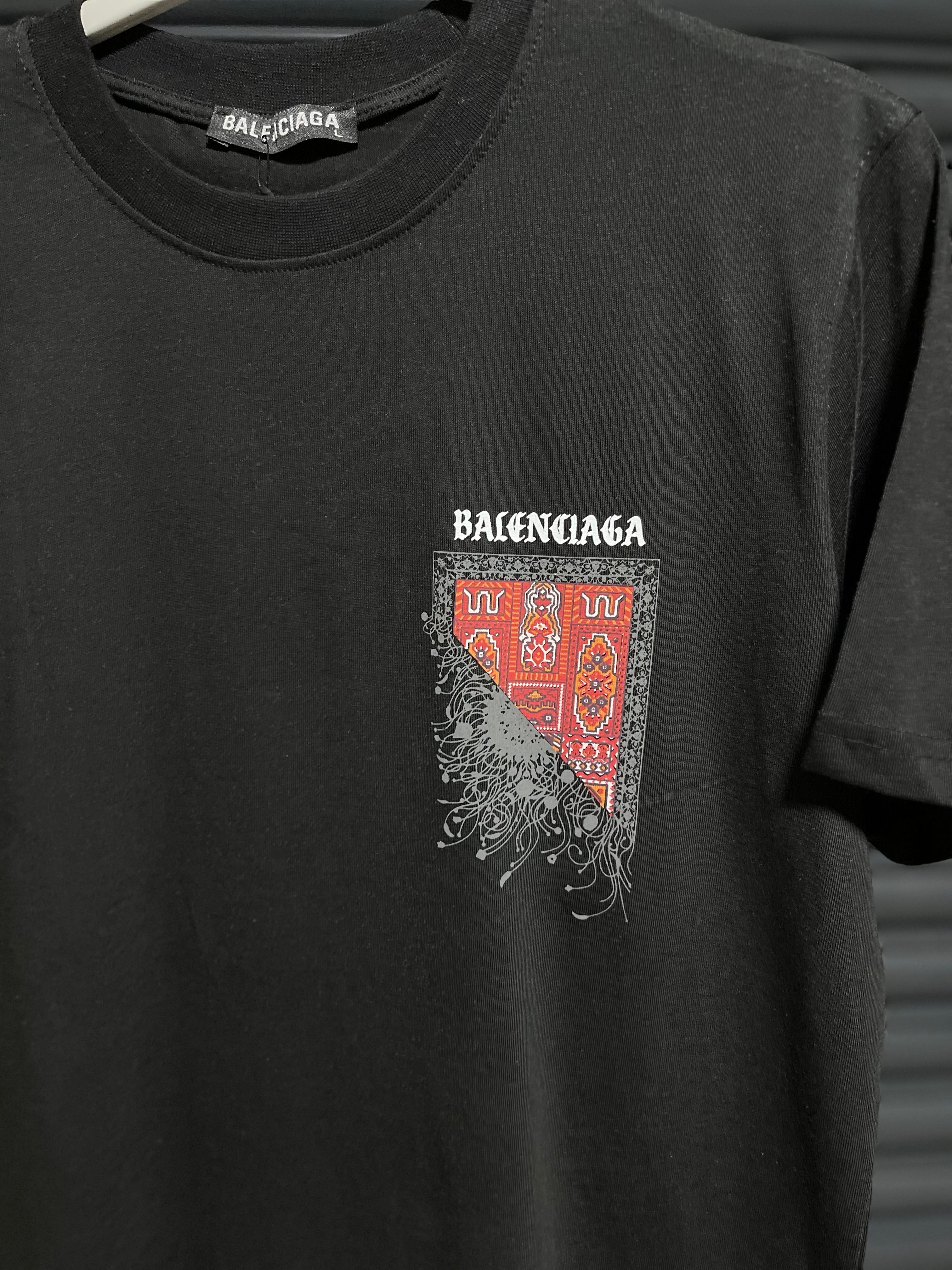Balenciaga halı desenli t-shirt siyah